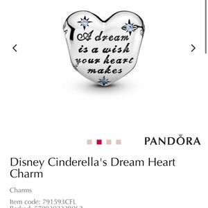 Pandora Cinderella Dream Heart Charm